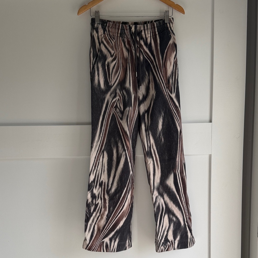 Dries Van Noten Striped Lounge Pants in Black, Brown & Cream